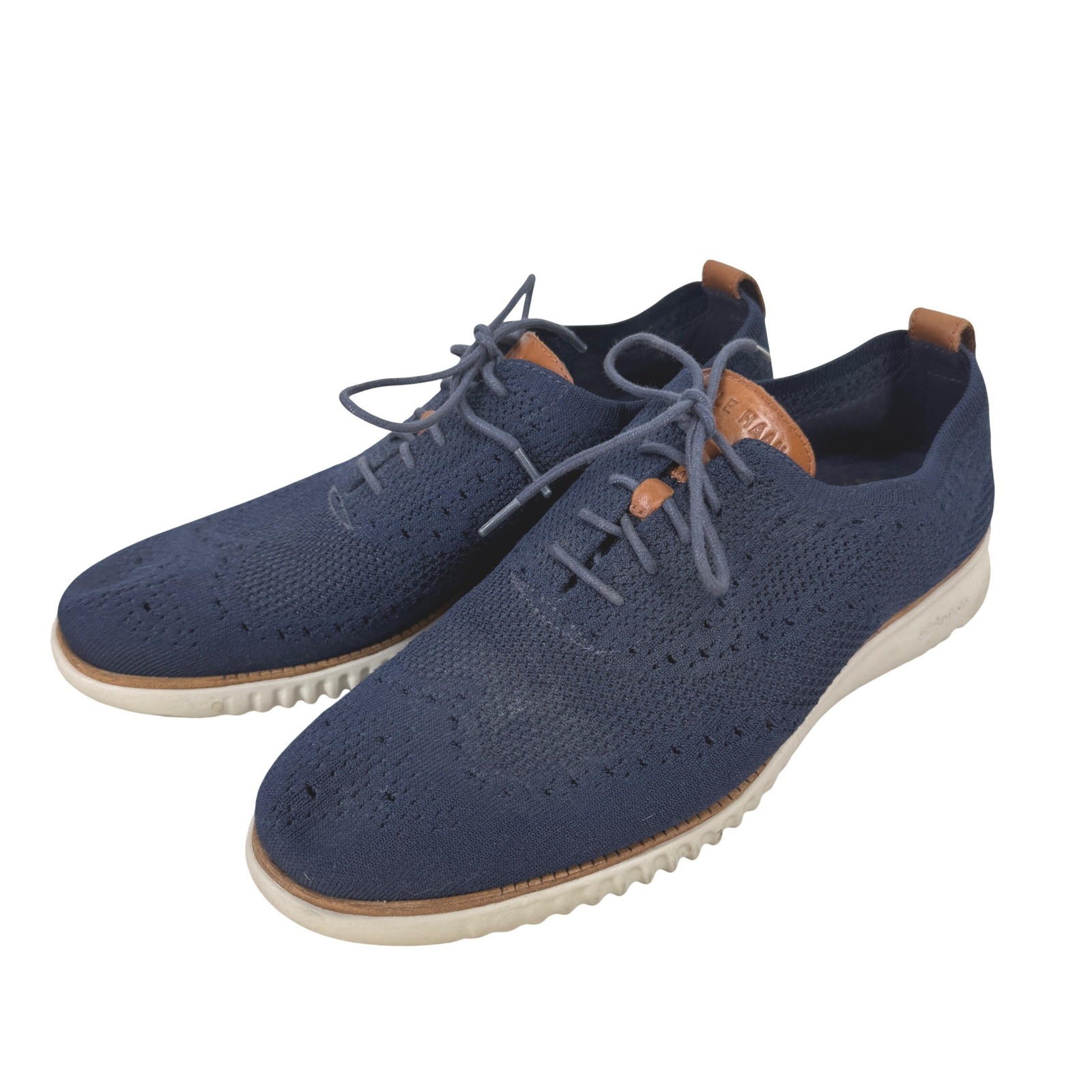 Cole Haan Zerogrand Stitchlite Navy Knit Wingtip Oxford Shoes Sneakers Mens 10.5